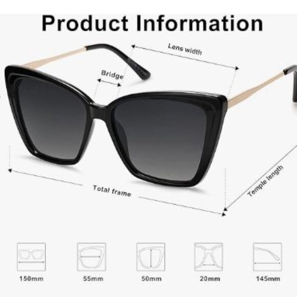 Retro Oversized Square Cat Eye Sun Glasses UV Protection SJ2206